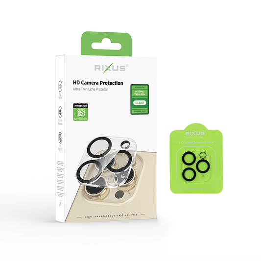 Rixus Clear HD Camera Tempered Glass For Apple iPhone 15 Pro, 15 Pro Max