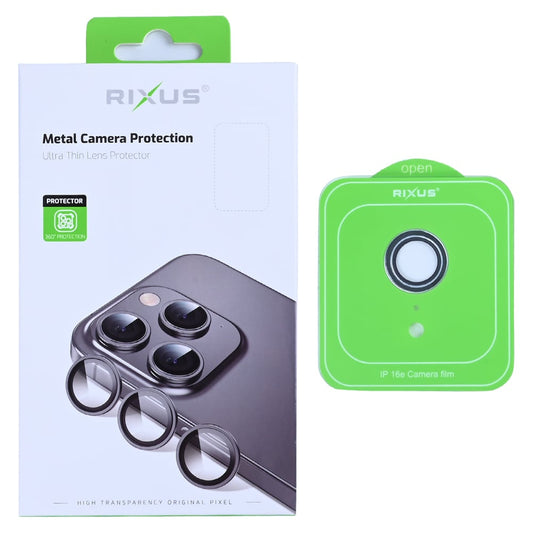 Rixus Metal Shield Camera Tempered Glass For Apple iPhone 16e Silver