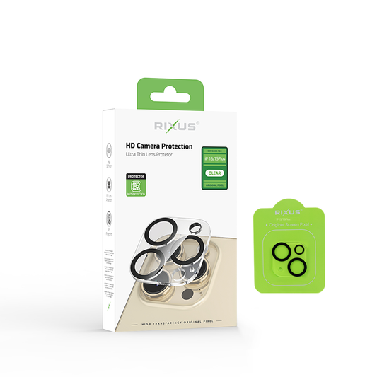 Rixus Clear HD Camera Tempered Glass For Apple iPhone 15, 15 Plus