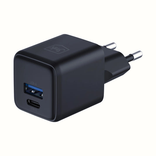 3mk Hyper GaN Ladegerät 20W QC4+ PD PPS USB-C USB-A Wandladegerät - Schwarz