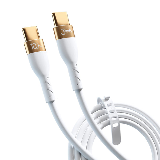3mk Hyper Silikonkabel USB-C / USB-C 100W 2m - weiß