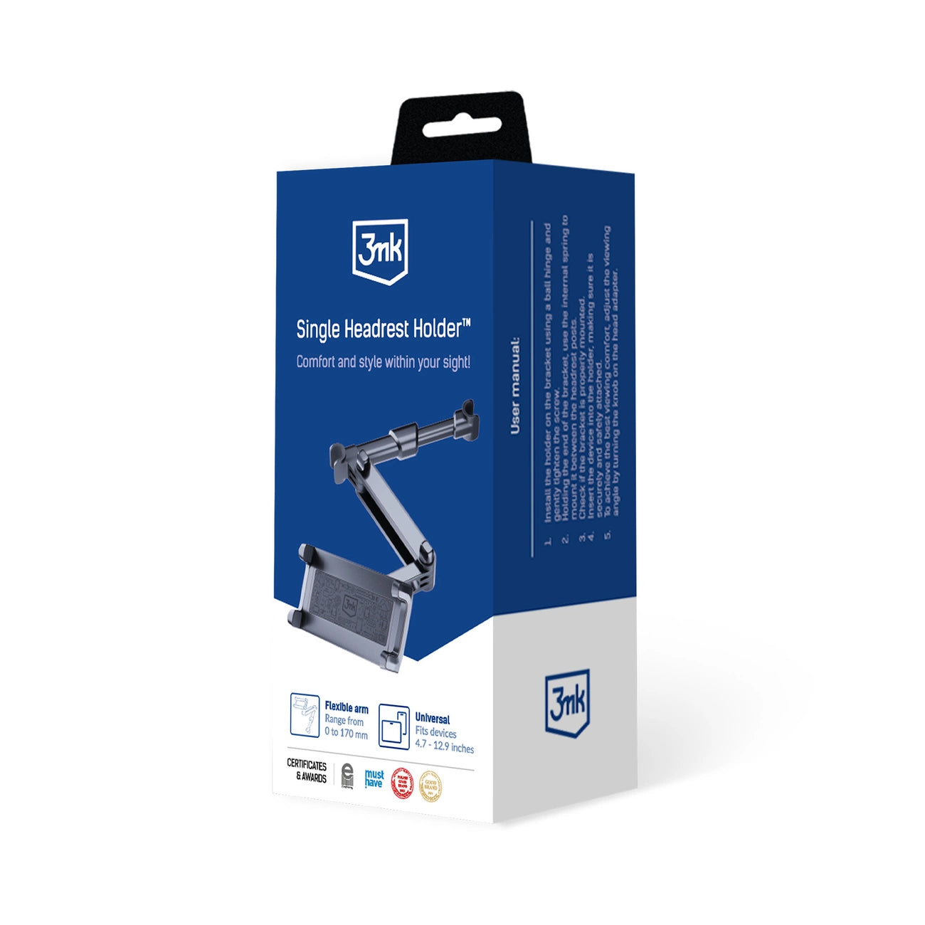 3mk Single Headrest Autotelefonhalter für eine einzelne Kopfstütze – schwarz