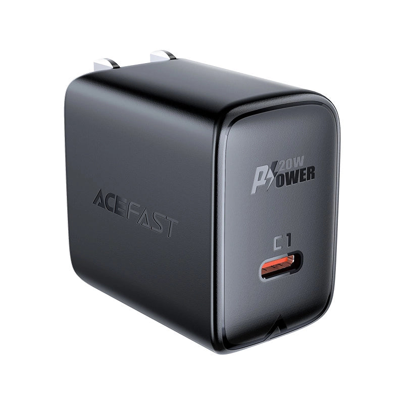 Acefast A3 PD20W Wandladegerät mit USB-C mit US-Anschluss – Schwarz