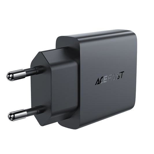 Acefast A69 PD 30W GaN USB-A USB-C ultraflaches Wandladegerät – Schwarz