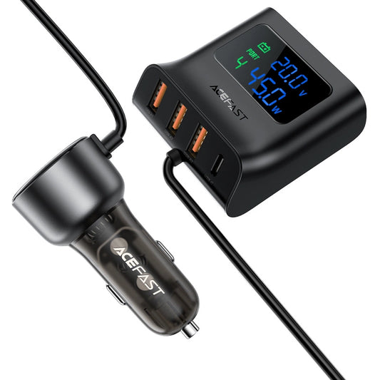 Acefast B11 138 W USB-A USB-C Autoladegerät mit 6 Anschlüssen – Schwarz