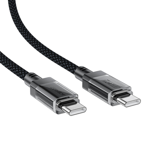 Acefast C12 USB-C / USB-C PD-Kabel 60 W 480 MB/mit Nylongeflecht – Schwarz