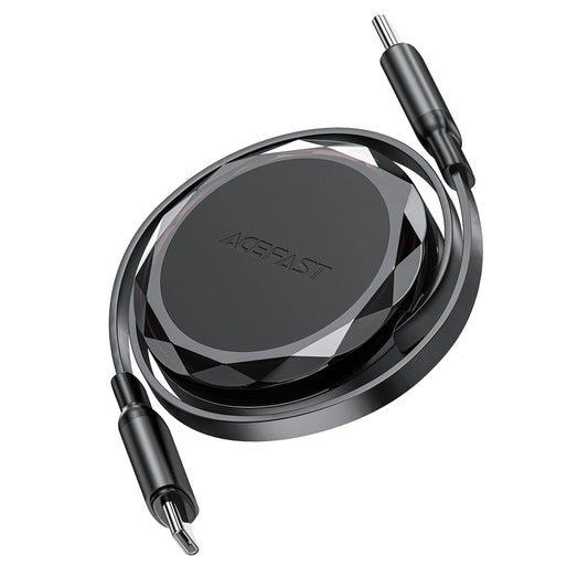Acefast C13-03 USB-C – USB-C 60 W einziehbares Kabel – Schwarz
