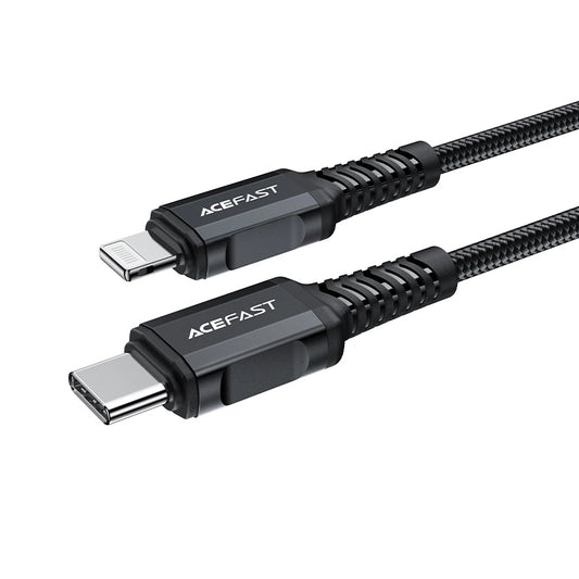 Acefast C4-01 Lightning – USB-C PD-Kabel 30 W 3 A 480 Mbit/s 1,8 m – Schwarz