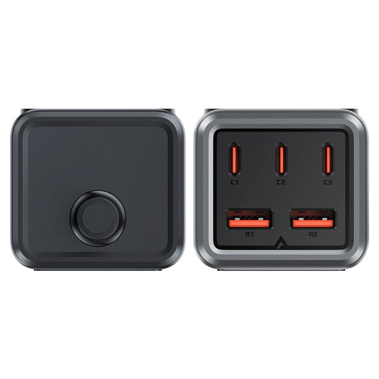 Acefast Z2 GaN 75W PD-Tischladegerät 3x USB-C 2x USB-A - Schwarz und Grau