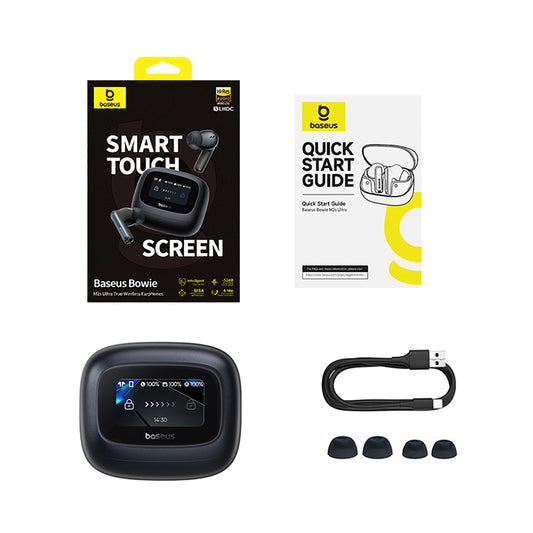 Baseus Bowie M2s Ultra TWS Kabellose In-Ear-Kopfhörer mit interaktivem Bildschirm – Schwarz