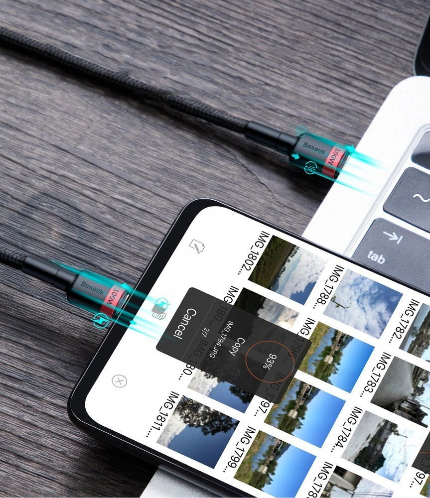 Baseus CATKLF-AL91 USB-C – USB-C PD QC-Kabel 100 W 5 A 480 Mbit/s 2 m – Schwarz und Rot