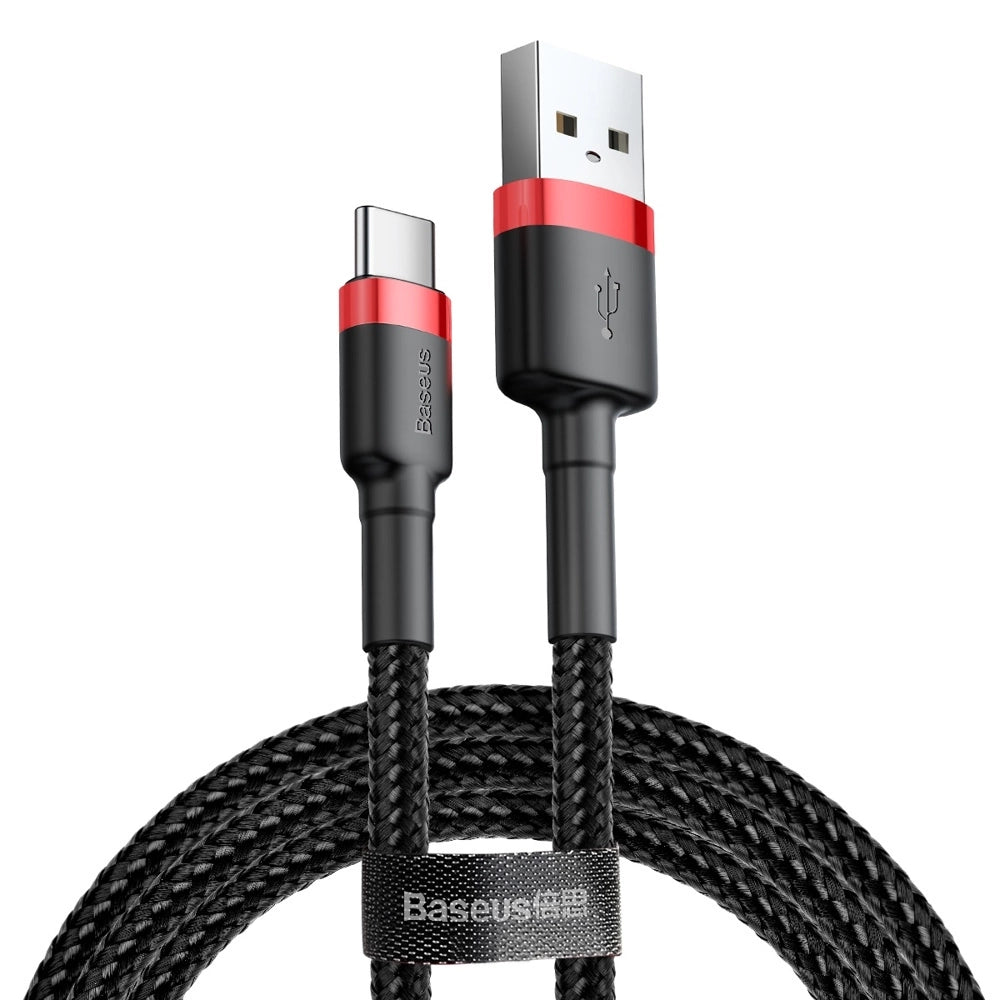 Baseus Cafule Cable Robustes Nylonkabel USB / USB-C QC3.0 2A 2M Schwarz und Rot (CATKLF-C91)