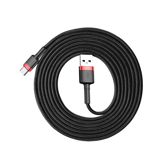 Baseus Cafule Cable Robustes Nylonkabel USB / USB-C QC3.0 2A 2M Schwarz und Rot (CATKLF-C91)