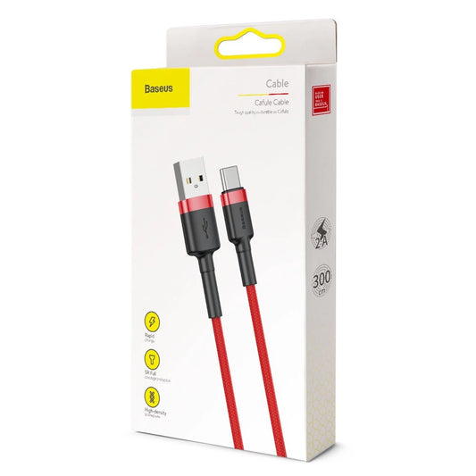 Baseus Cafule Cable strapazierfähiges Nylonkabel USB / USB-C QC3.0 2A 3M rot (CATKLF-U09)