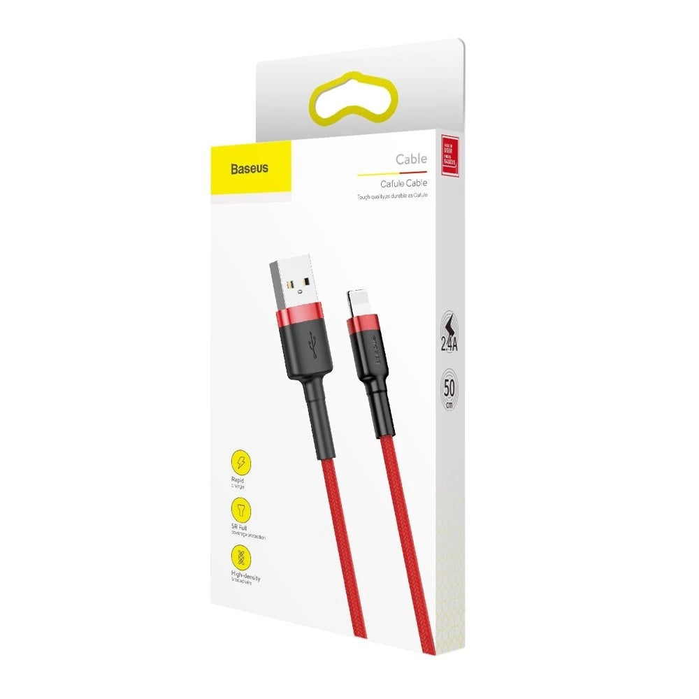 Baseus Cafule USB-A / Lightning 2.4A QC 3.0 Kabel 0,5 m - rot