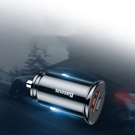 Baseus Circular PPS Smart-Autoladegerät mit USB Quick Charge 4.0 QC 4.0 und USB-C PD 3.0 SCP-Anschlüssen schwarz (CCALL-YS01)