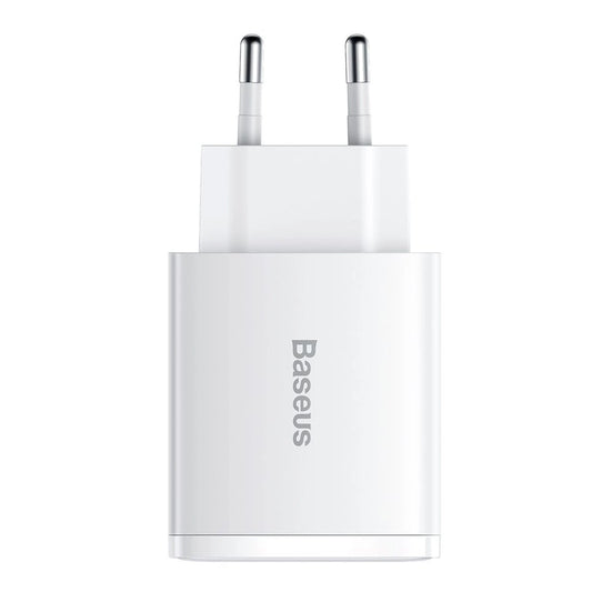 Baseus Compact Schnellladegerät 2x USB / USB Type C 30W 3A Power Delivery Quick Charge weiß (CCXJ-E02)