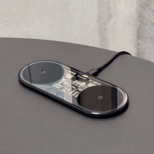 Baseus Digital LED Display Dual Wireless Ladegerät mit Digitalanzeige 20W schwarz (WXSX010101)