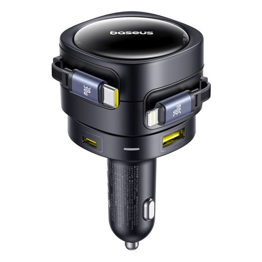 Baseus Enjoyment Max 90W Autoladegerät 2x USB-C + USB-C und Lightning Kabel - Schwarz