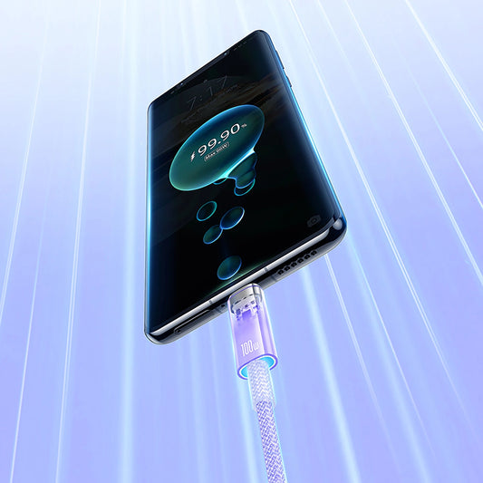 Baseus Explorer 100W USB-A - USB-C Kabel mit intelligentem Temperatursensor 1m - Lila