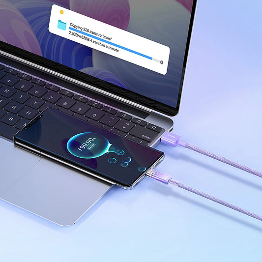 Baseus Explorer 100W USB-A - USB-C Kabel mit intelligentem Temperatursensor 1m - Lila