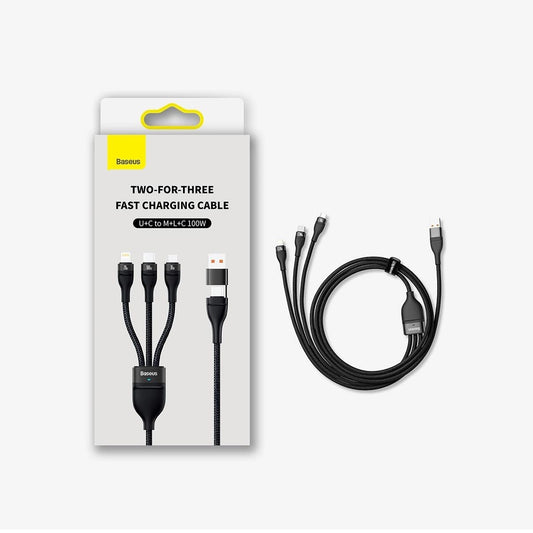 Baseus Flash Series II Kabel USB Type C / USB Type A - USB Type C / Lightning / Micro USB 100 W 1,2 m blau (CASS030103)