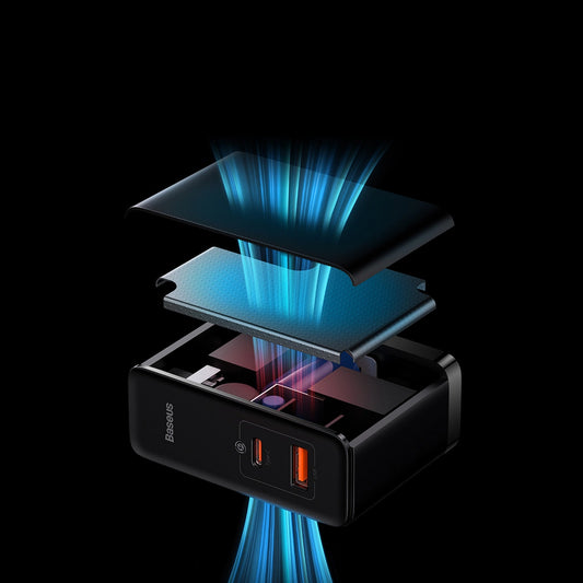 Baseus GaN5 Pro schnelles universelles Wandladegerät GaN USB Typ C / USB 100W PD3.0, QC4.0+, AFC schwarz (CCGP090201)