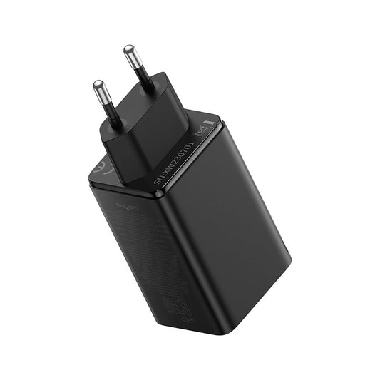 Baseus GaN6 Pro Ladegerät 65W 2 x USB-C 2 x USB-A mit schwarzem USB-C-Kabel 100W 1m - Schwarz