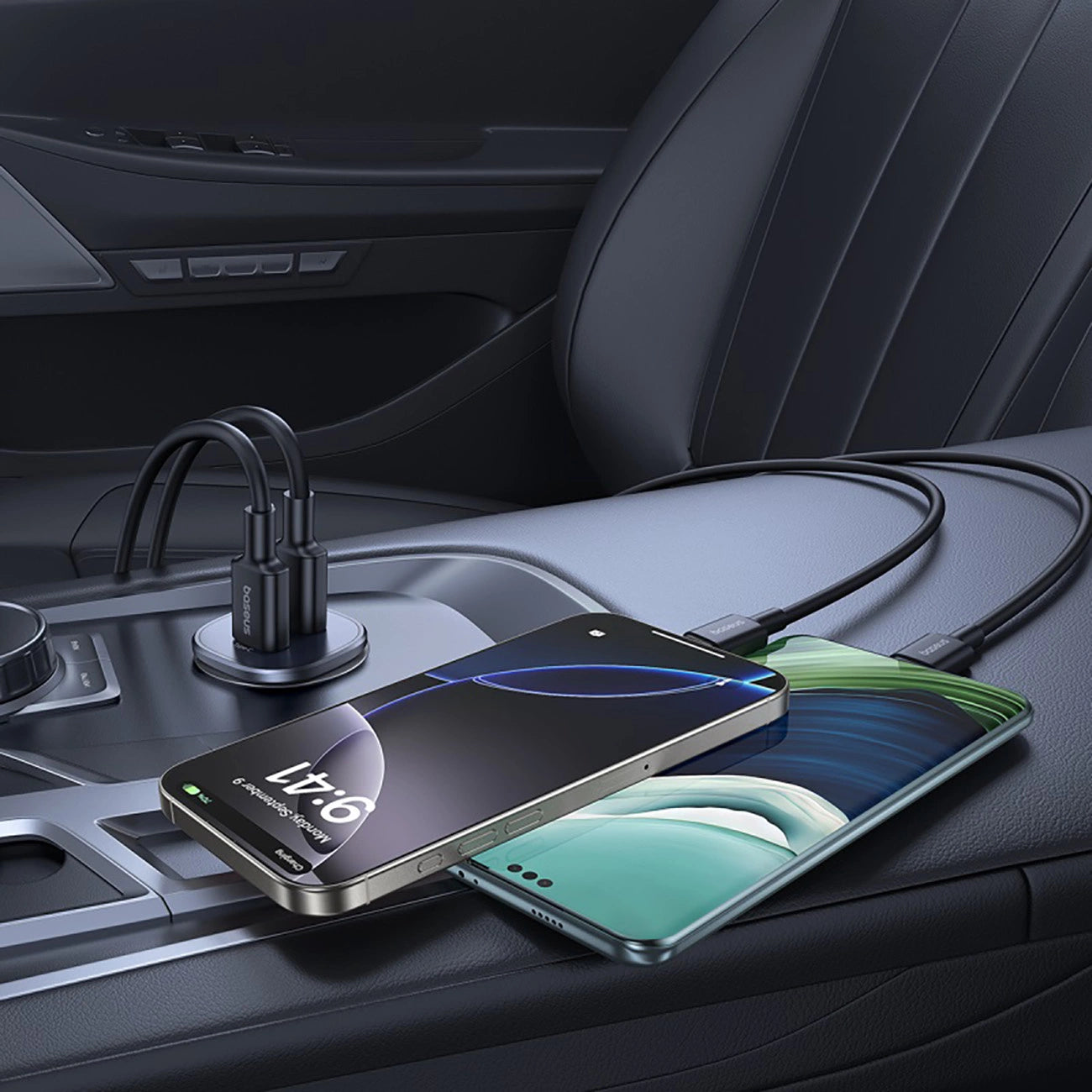 Baseus GoTrip USB-C / USB-A 30W Autoladegerät - Schwarz