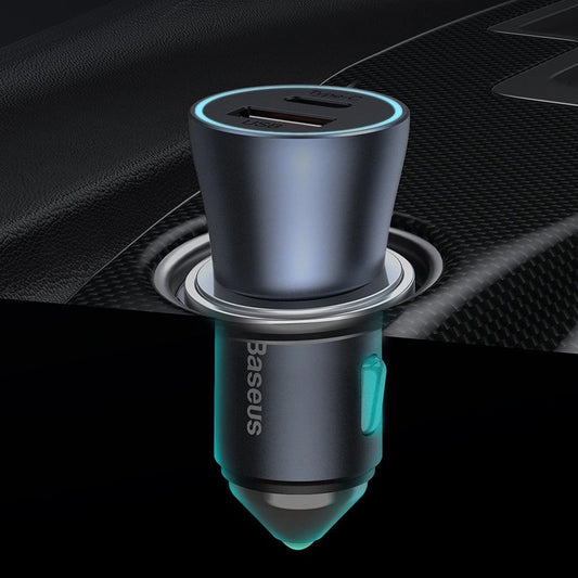 Baseus Golden Contactor Pro Autoladegerät USB-C / USB-A 40W PD QC 4+ SCP FCP AFC + Kabel - grau