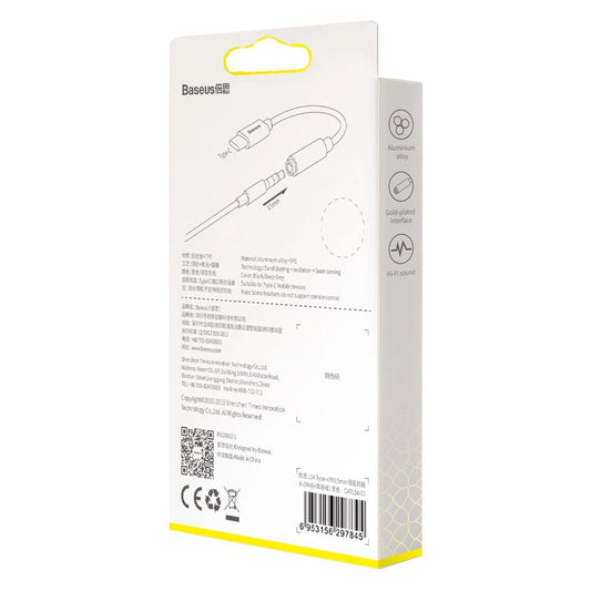 Baseus L54-Adapter für USB-C-Kopfhörer/Miniklinke 3,5 mm DAC 24 Bit 48 KHz – Schwarz