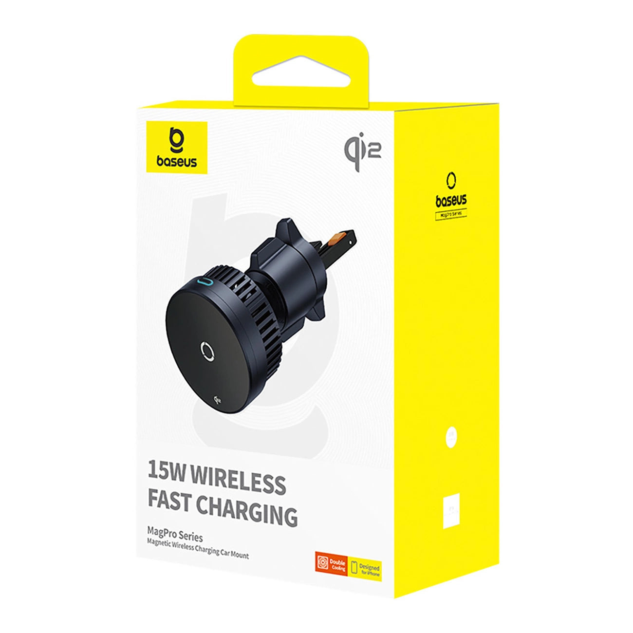 Baseus MagPro BS-CW04 Autohalterung mit Qi2.0 15W induktivem Ladegerät für Lüftungsschlitze – Schwarz