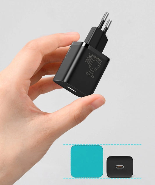 Baseus Super Si Schnellladegerät Quick Charge 3.0 Power Delivery 25W 3A + USB Typ C - USB Typ C 3A Kabel 1m schwarz (TZCCSUP-L01)