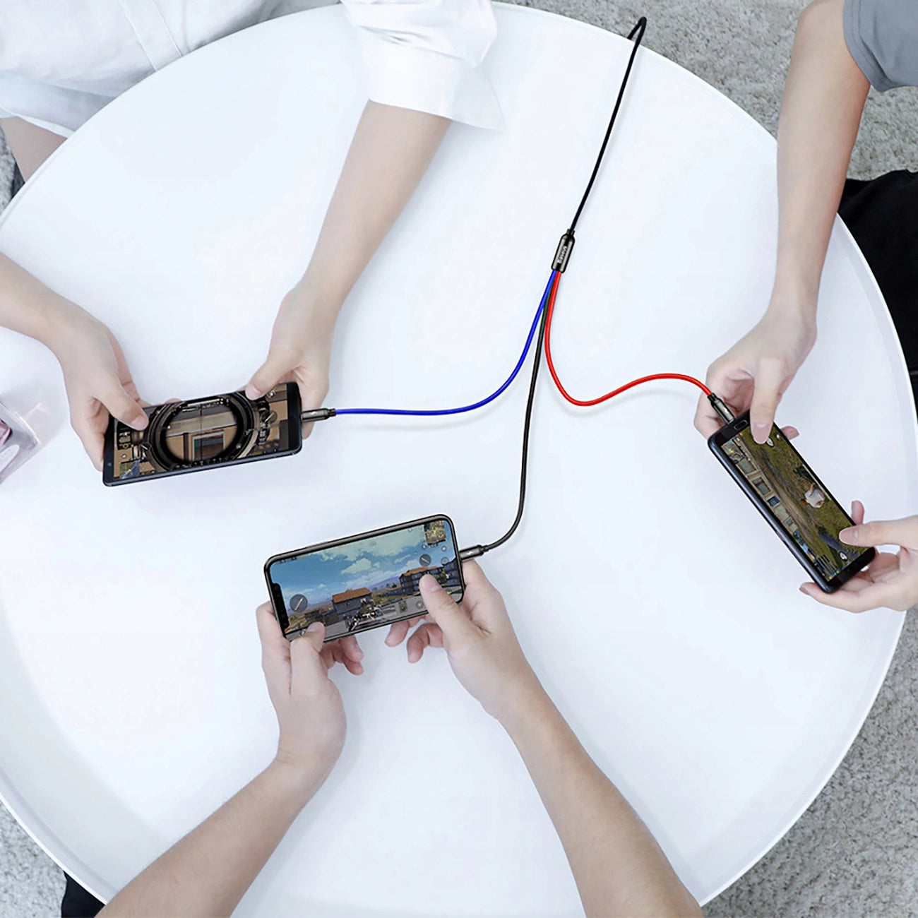 Baseus Three Primary Colors 3in1 USB-A - Micro USB / Lightning / USB-C 3.5A Kabel 1,2 m - Schwarz