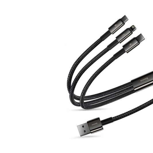 Baseus Tungsten 3in1 USB-Kabel - USB Typ C / Lightning / Micro-USB 3,5 A 1,5 m schwarz (CAMLTWJ-01)