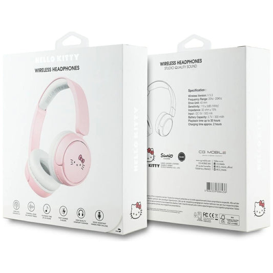 Bluetooth On-Ear-Kopfhörer mit Hello Kitty-Gesichtslogo, Rosa