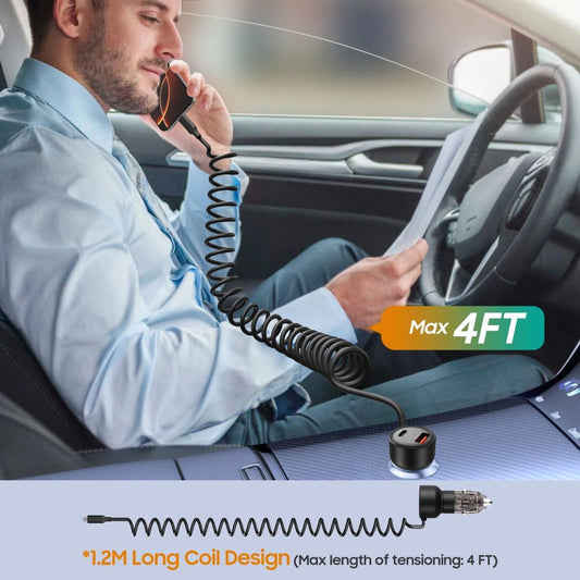 CC05 Autoladegerät 2-Port PD60 W + USB-C Kabel - Schwarz