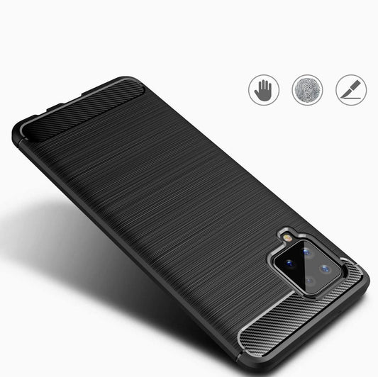Carbon Case Flexibel Handyhülle TPU Schutzhülle für Samsung Galaxy A42 5G blau