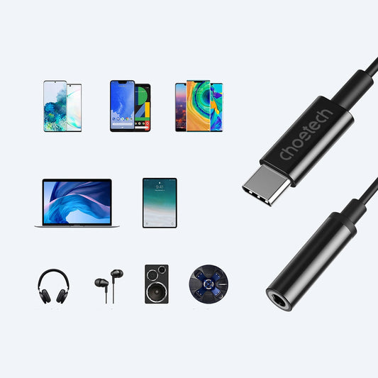Choetech AUX003 USB-C / DC 3,5-mm-Audioadapter - Schwarz
