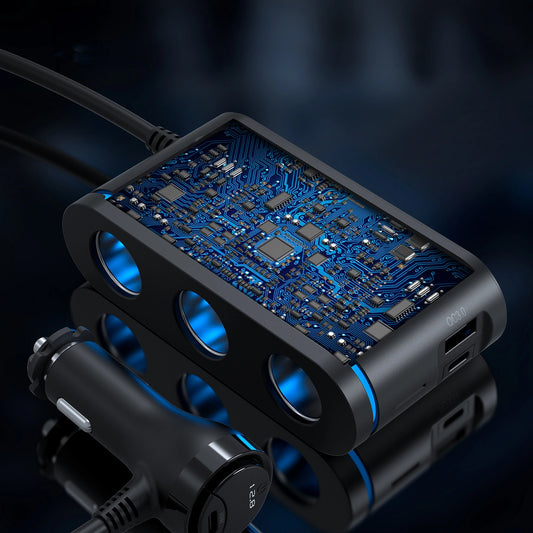 Choetech TC0021 Autoladegerät 2x USB-C PD 1x USB-A QC 3x Zigarettenanzünderbuchse - Schwarz