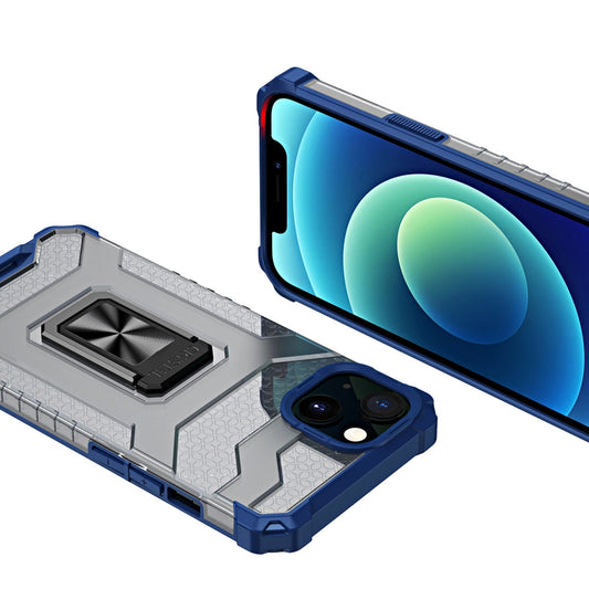 Crystal Ring Case robuste Kickstand TPU/PC Panzer Handyhülle Hard Case für iPhone 12 mini blau
