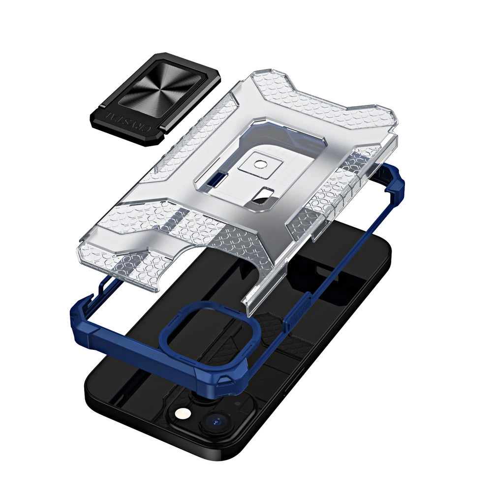 Crystal Ring Case robuste Kickstand TPU/PC Panzer Handyhülle Hard Case für iPhone 12 mini blau