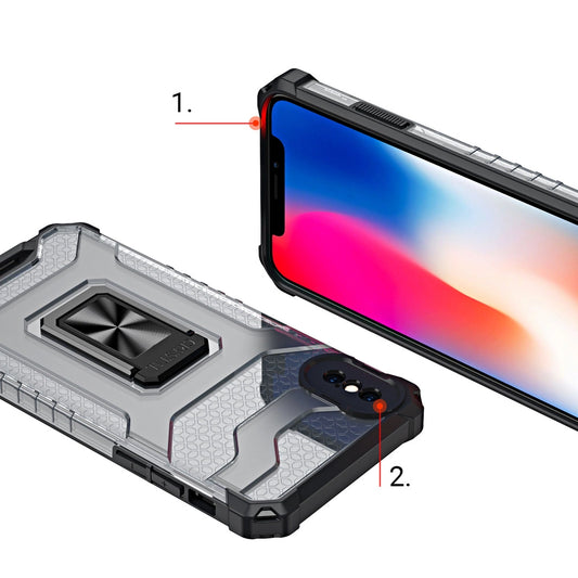 Crystal Ring Case robuste Kickstand TPU/PC Panzer Handyhülle Hard Case für iPhone XS Max rot