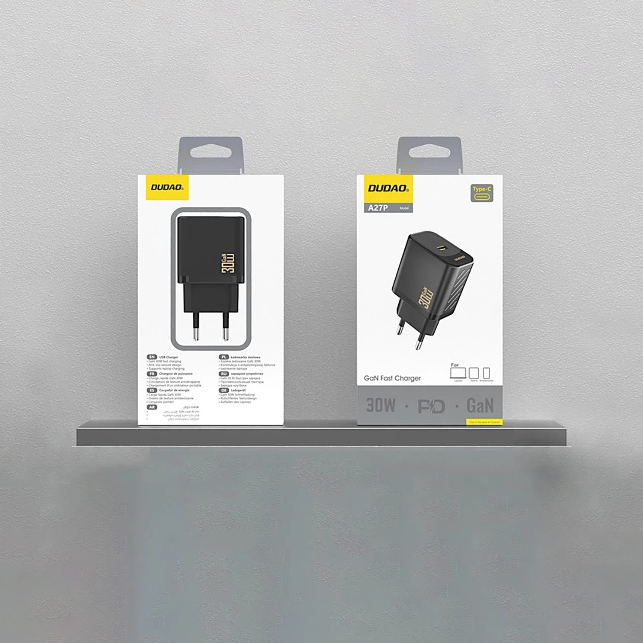 Dudao A27P 30W PD GaN USB-C Wandladegerät - Schwarz