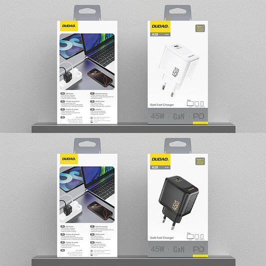 Dudao A28 45W GaN USB-C Wandladegerät - Schwarz