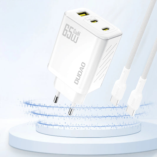 Dudao A29 65W GaN Wandladegerät 2 x USB-C + 1 x USB-A - Weiß