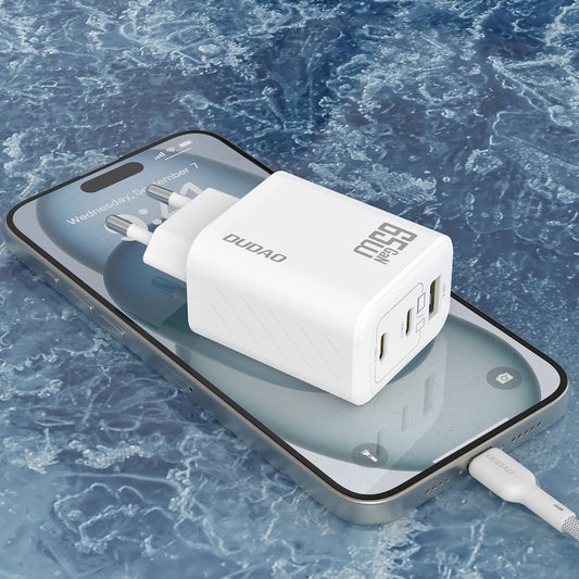 Dudao A29 65W GaN Wandladegerät 2 x USB-C + 1 x USB-A - Weiß