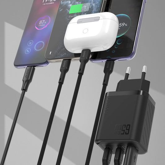 Dudao A29C 65W GaN Wandladegerät + USB-C Kabel - Schwarz