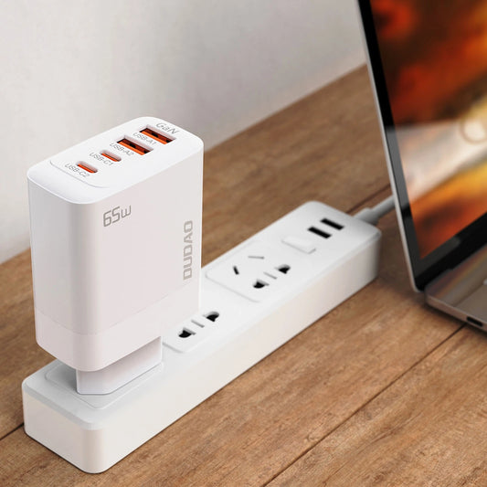 Dudao A65EU GaN-Netzwerkladegerät 2xUSB-A / 2xUSB-C PD 65W - Weiß