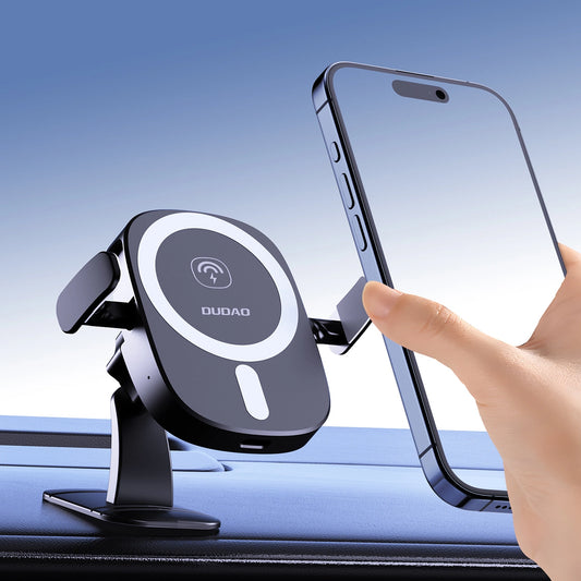 Dudao FW11 Autotelefonhalter mit 15-W-Induktionsladegerät für Lüftungsschlitze / Cockpit – Schwarz